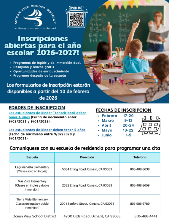 Información de inscripciones 26 - 27